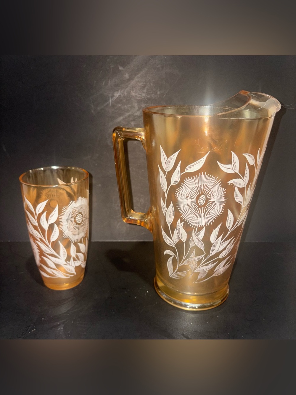 Jeanette Glass (1950s) Vintage Pitcher and Tumbler
